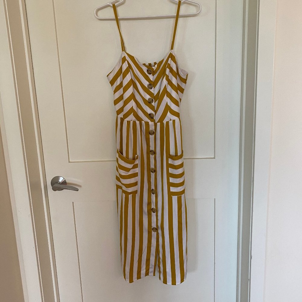 Style House Chevron Mustard and White Stripe Dress